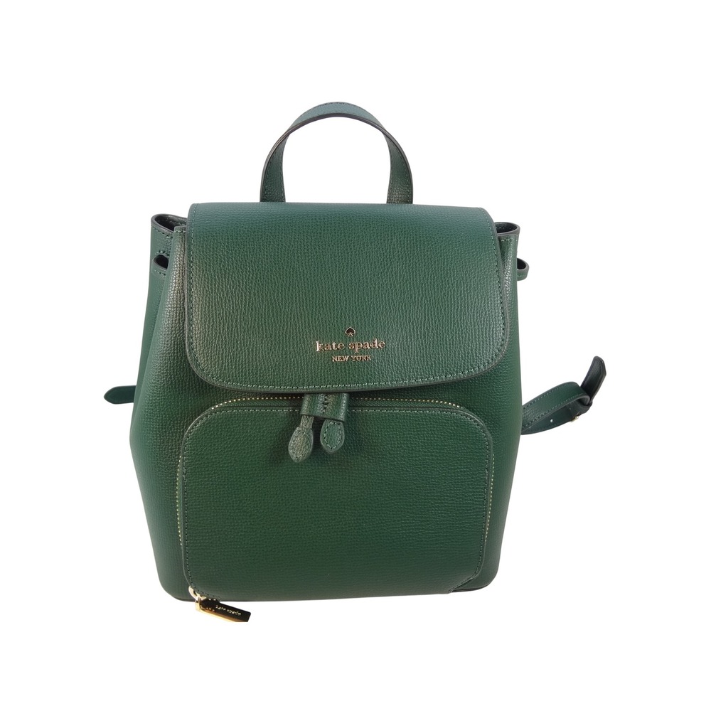 Kate Spade NY Lizzie Green Saffiano Leather Medium Backpack Flap‎ Drawstring